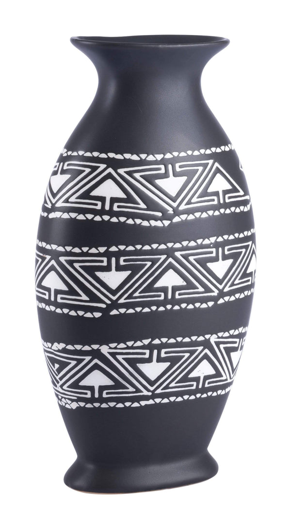 Vases White Vase - 7.5" x 4.1" x 14" Black & White, Ceramic, Large Vase HomeRoots