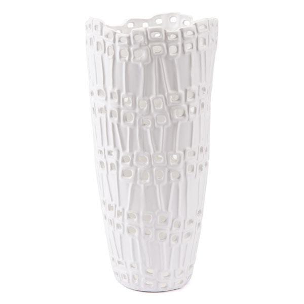 Vases White Vase - 7.5" X 7.3" X 14.8" Modern White Tall Vase HomeRoots