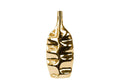 Wrinkled Pattern Elliptical Bottle Vase In Ceramic, Medium, Gold