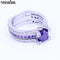 Vecalon Fashion Couple Engagement ring Purple 5A zircon Cz 925 Sterling Silver Birthstone wedding Band ring Set for women men