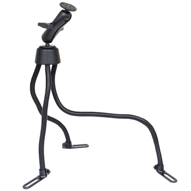 Vehicle Mounts RAM Mount POD III Universal No-Drill Mount w/Double Socket Arm & 2 2.5" Round Bases - AMPs Pattern [RAM-316-3-202U] RAM Mounting Systems