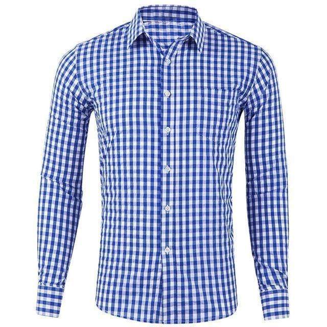 VERTVIE High Quality Men's Plaid Casual Shirts  Social Shirts Cotton Long Sleeve Men's Dress Shirts JadeMoghul Inc. 