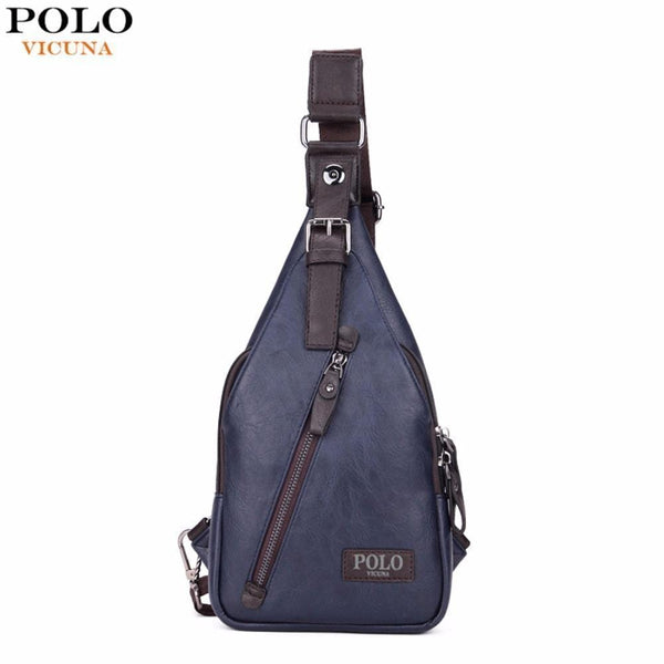 VICUNA POLO Famous Brand Theftproof Magnetic Button Open Leather Mens Chest Bags Fashion Travel Crossbody Bag Man Messenger Bag