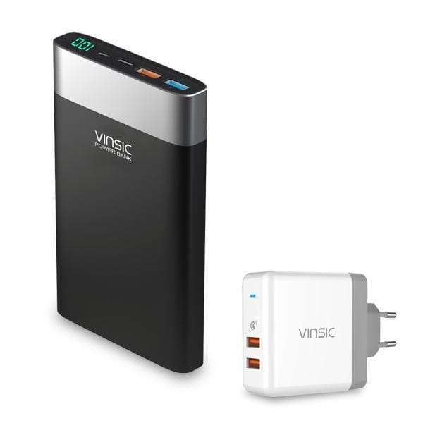 Vinsic 20000mAh Power Bank Quick Charge 3.0 QC3.0 Dual USB Type-C External Battery Charger for Samsung iPhone X 8 8 Plus Xiaomi JadeMoghul Inc. 