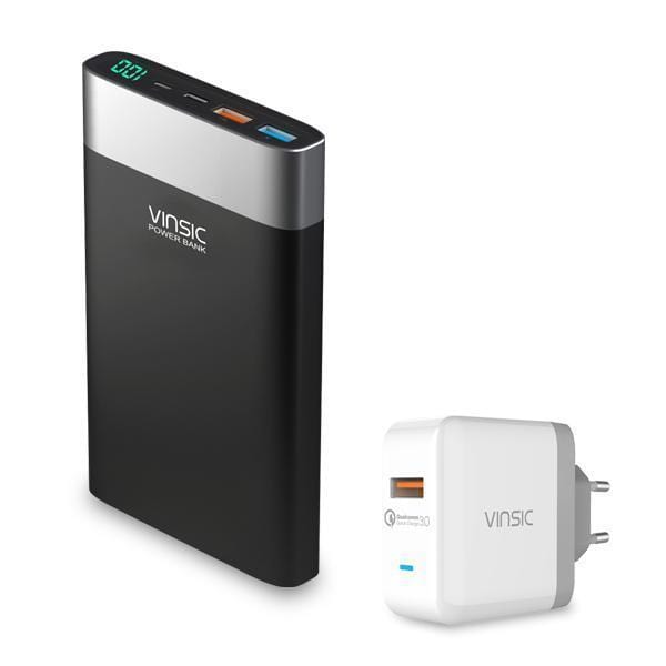 Vinsic 20000mAh Power Bank Quick Charge 3.0 QC3.0 Dual USB Type-C External Battery Charger for Samsung iPhone X 8 8 Plus Xiaomi JadeMoghul Inc. 