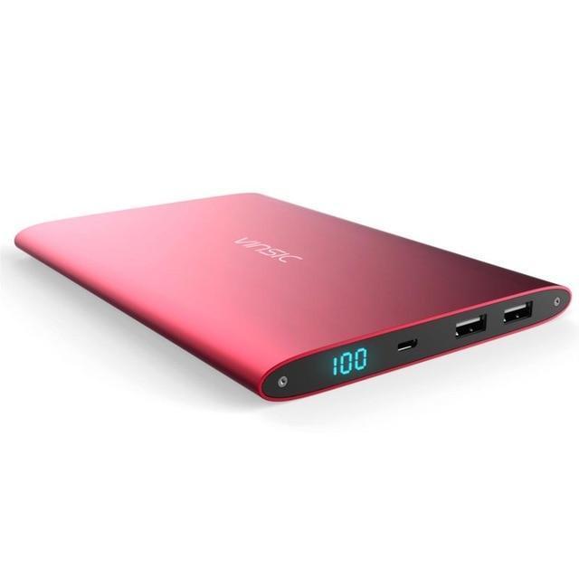 Vinsic Alien P2 20000mAh Power Bank 2.4A Dual USB LED Dispaly External Battery Charger for iPhone Samsung Xiaomi Macbook Tablets