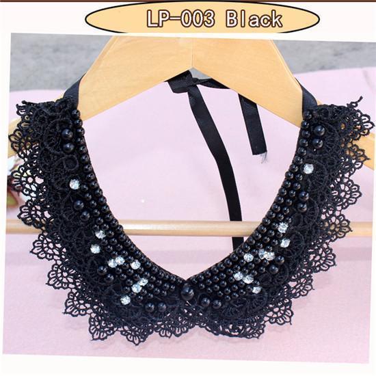 Vintage black lace beaded collar choker collar necklace fake collar women 's clothing accessories sweet false collar-LP003black-JadeMoghul Inc.