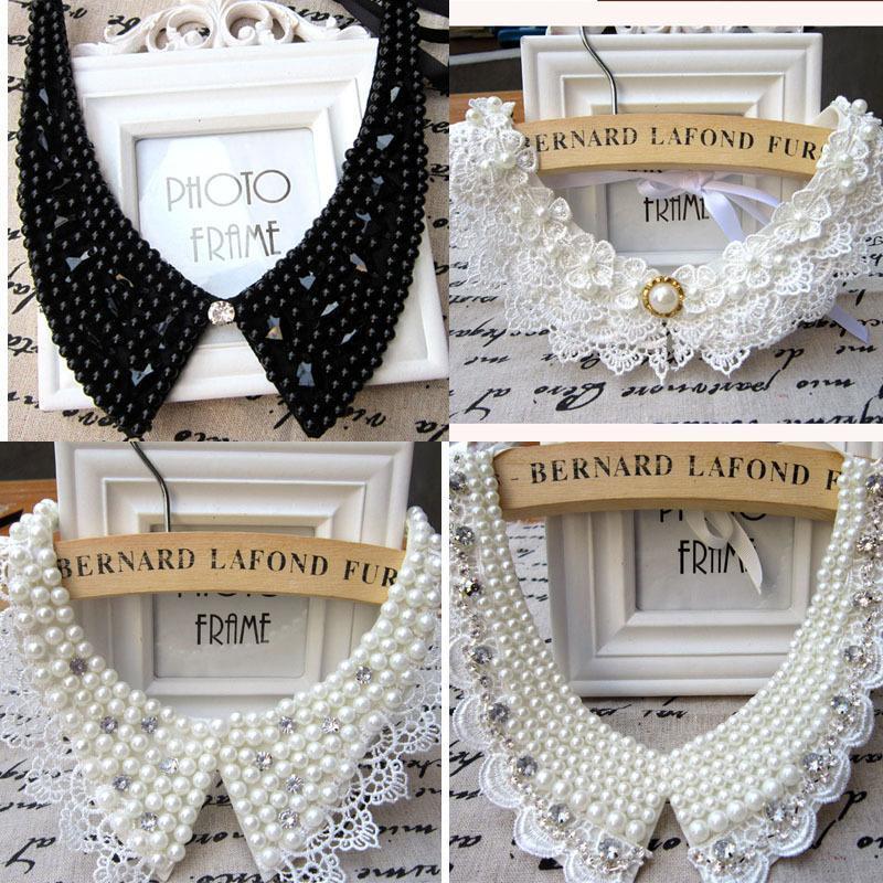 Vintage black lace beaded collar choker collar necklace fake collar women 's clothing accessories sweet false collar-lp003white-JadeMoghul Inc.