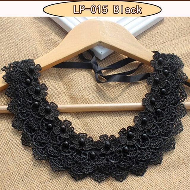 Vintage black lace beaded collar choker collar necklace fake collar women 's clothing accessories sweet false collar-lp015black-JadeMoghul Inc.