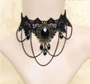 Vintage Lace And Chain  Black Choker
