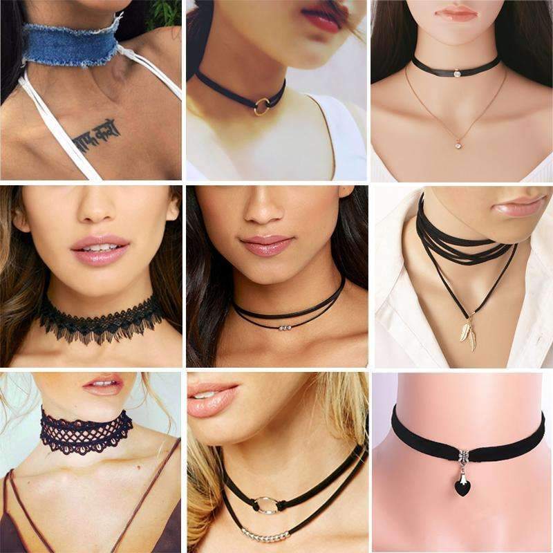 Vintage Retro Black Velvet Choker Necklace AExp