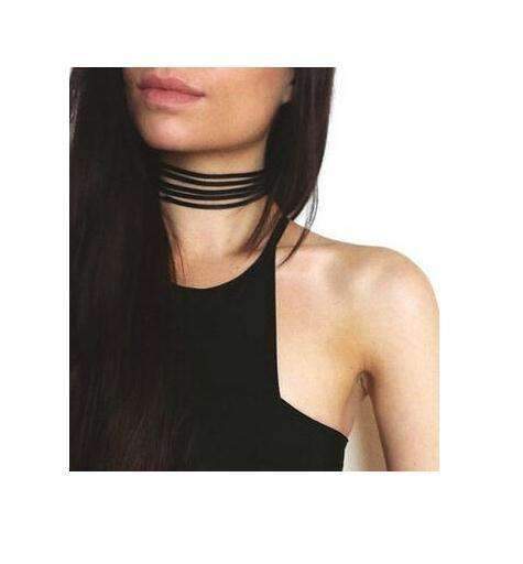 Vintage Retro Black Velvet Choker Necklace AExp