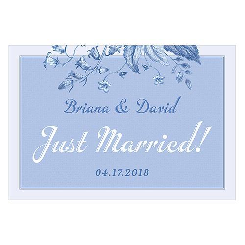 Vintage Romance "Just Married" Directional Poster Periwinkle (Pack of 1)-Wedding Signs-Periwinkle-JadeMoghul Inc.