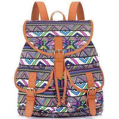 Vintage Women Backpack - Drawstring Printing Canvas Backpack AExp