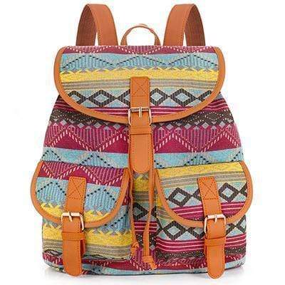 Vintage Women Backpack - Drawstring Printing Canvas Backpack AExp