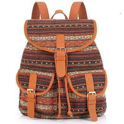 Vintage Women Backpack - Drawstring Printing Canvas Backpack AExp