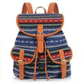 Vintage Women Backpack - Drawstring Printing Canvas Backpack AExp