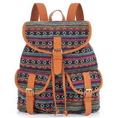 Vintage Women Backpack - Drawstring Printing Canvas Backpack AExp