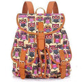 Vintage Women Backpack - Drawstring Printing Canvas Backpack AExp