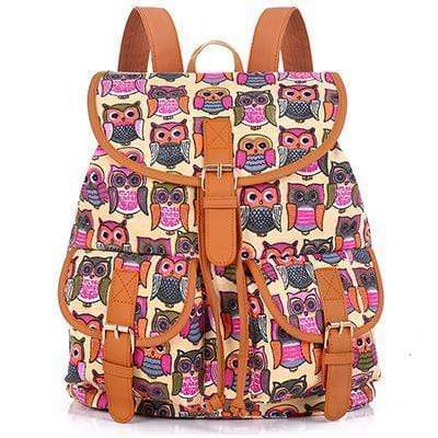 Vintage Women Backpack - Drawstring Printing Canvas Backpack AExp