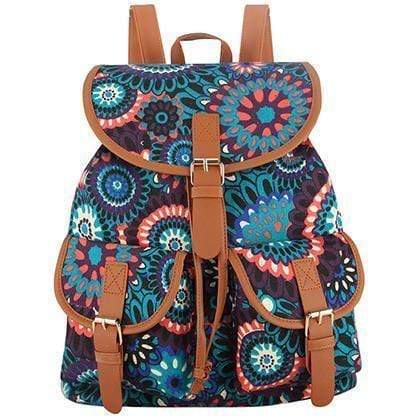 Vintage Women Backpack - Drawstring Printing Canvas Backpack AExp