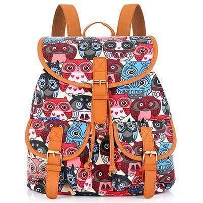 Vintage Women Backpack - Drawstring Printing Canvas Backpack AExp