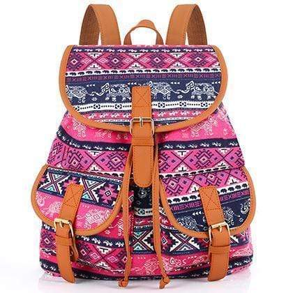 Vintage Women Backpack - Drawstring Printing Canvas Backpack AExp