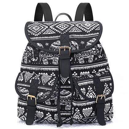 Vintage Women Backpack - Drawstring Printing Canvas Backpack AExp