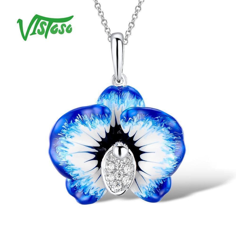 VISTOSO Girl's Necklaces Pendants 925 Sterling Silver Luxury For Women Gemstone Enamel Fine Jewelry JadeMoghul Inc. 
