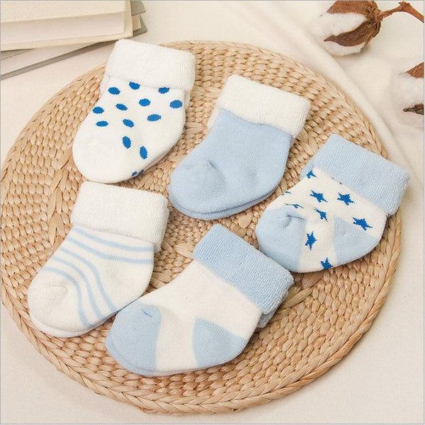 vivamom Cotton 5 Pairs Newborns Baby Socks Winter Unisex Print 0-6 months Infant Anti-slip Toddle Girl Boy Short Socks