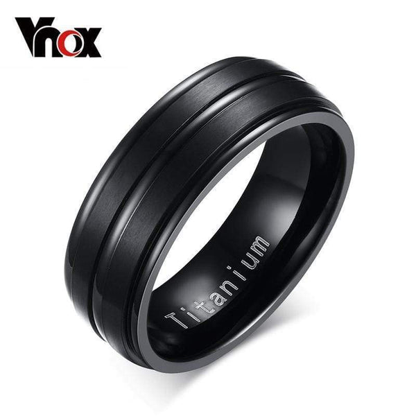 Vnox 8mm Black Men Ring 100% Titanium Carbide Men's Jewelry Wedding Bands Classic Boyfriend Gift AExp