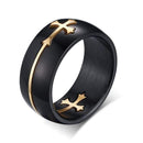Vnox Separable Cross Ring for Men Woman Black Color Stainless Steel Cool Male Design Jewelry AExp