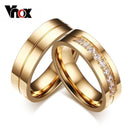 Vnox Trendy Wedding Bands Rings for Women / Men Love Gold-color Stainless Steel CZ Promise Jewelry-5-1 piece for men-JadeMoghul Inc.
