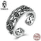 VOROCO Real 100% 925 Sterling Silver Chain Pattern Surrounded Band Open Adjustable Ring Free Size Women Fine Jewelry VSR029--JadeMoghul Inc.