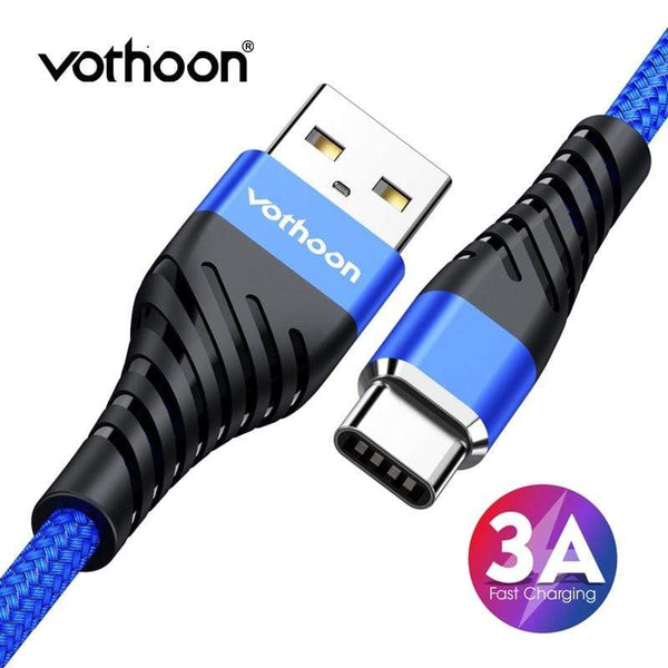 Vothoon 3A Fast Charging Type C USB Cable For Samsung S10 Xiaomi Redmi Note 7 Type C Mobile Phone Charging Wire Cord USB C Cable AExp
