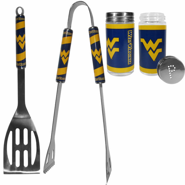 W. Virginia Mountaineers 2pc BBQ Set with Tailgate Salt & Pepper Shakers-Tailgating Accessories-JadeMoghul Inc.