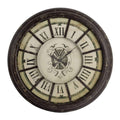 Wall Clocks Oversized Wood and Metal Wall Clock with Distressed Details, Antique Gray and Cream Benzara