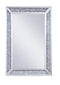 Wall Mirrors Rectangular Faux Crystal Inlaid Mirrored Wall Decor with Wooden Backing, Clear Benzara