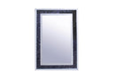 Wall Mirrors Rectangular Wall Accent Mirror With Black Crystal Insert in Mirrored Frame Benzara