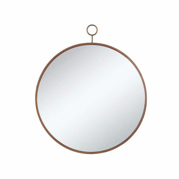 Wall Mirrors Round Wall Mirror With A Loop Hanger, Gold And Silver Benzara