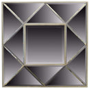 Wall Mirrors Sophisticated Square Wooden Framed Mirror, Gray Benzara