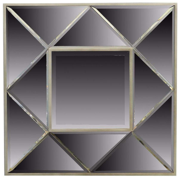 Wall Mirrors Sophisticated Square Wooden Framed Mirror, Gray Benzara