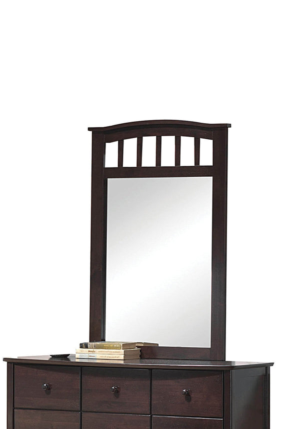 Traditional Style Mirror With Wooden Frame, Dark Walnut Brown