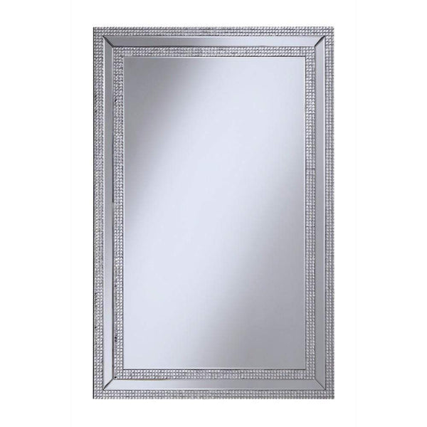 Wall Mirrors Wall Mirror With Jeweled Frame, Silver Benzara