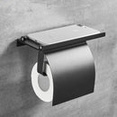 Wall Mounted Black Toilet Paper Holder Tissue Paper Holder Roll Holder With Phone Storage Shelf  Bathroom Accessories JadeMoghul Inc. 