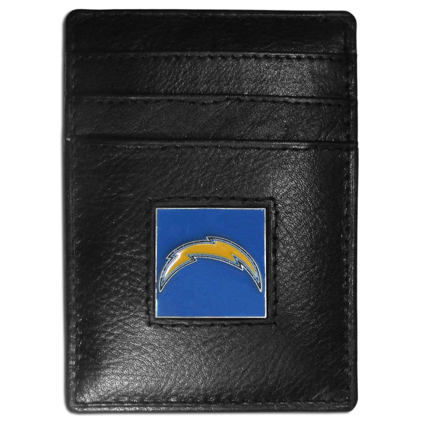 Wallets & Checkbook Covers NFL - Los Angeles Chargers Leather Money Clip/Cardholder Packaged in Gift Box JM Sports-7