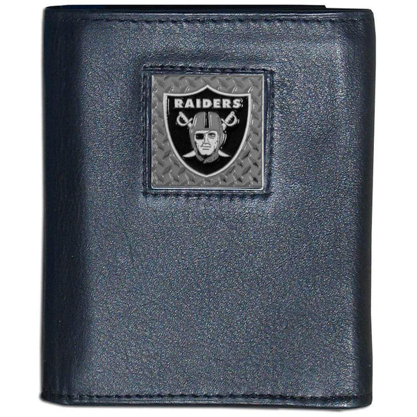 Wallets & Checkbook Covers NFL - Oakland Raiders Gridiron Leather Tri-fold Wallet Packaged in Gift Box JM Sports-7