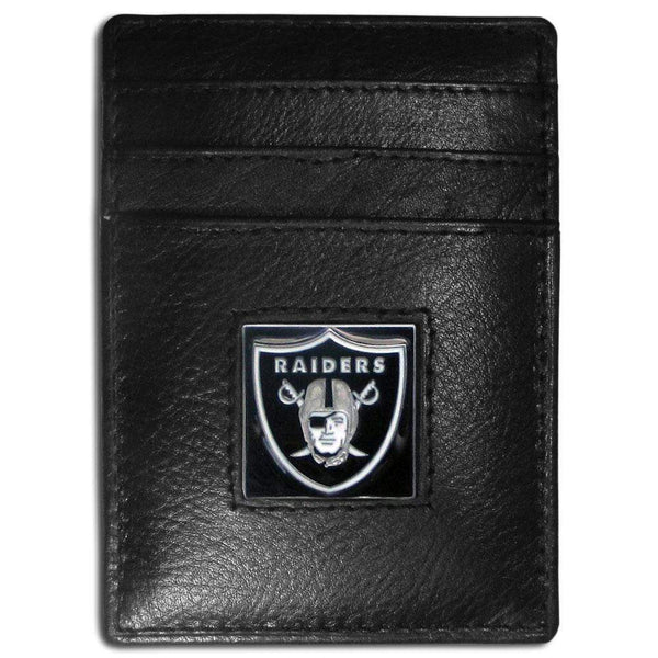 Wallets & Checkbook Covers NFL - Oakland Raiders Leather Money Clip/Cardholder Packaged in Gift Box JM Sports-7