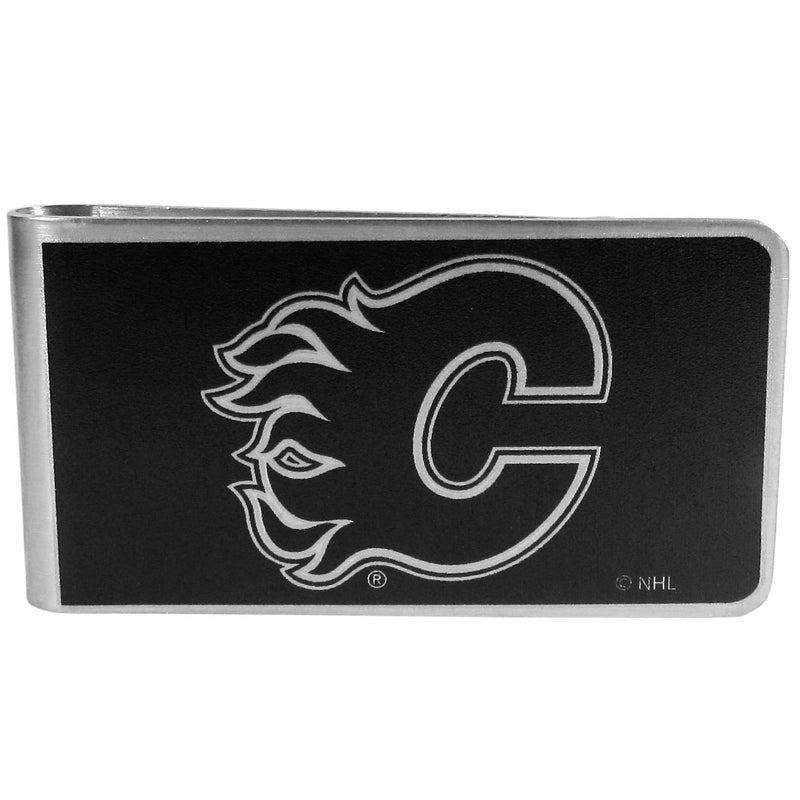 Wallets & Checkbook Covers NHL - Calgary Flames Black and Steel Money Clip JM Sports-7
