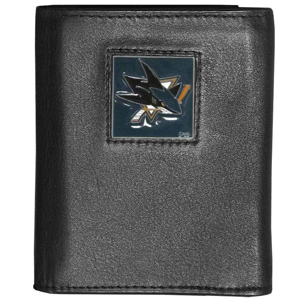 Wallets & Checkbook Covers NHL - San Jose Sharks Deluxe Leather Tri-fold Wallet Packaged in Gift Box JM Sports-7